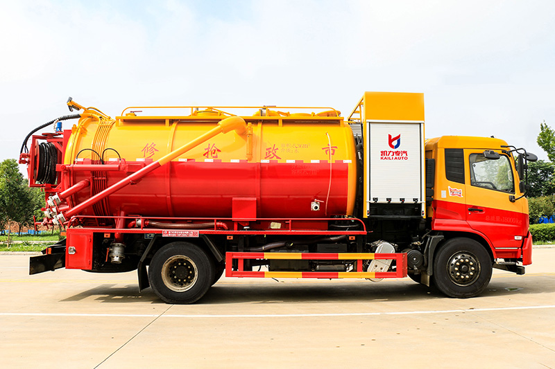 Dongfeng Tianjin Cleaning and Sewage Suction Truck (with auxiliary engine) (integrated tank) 15 cubic meters