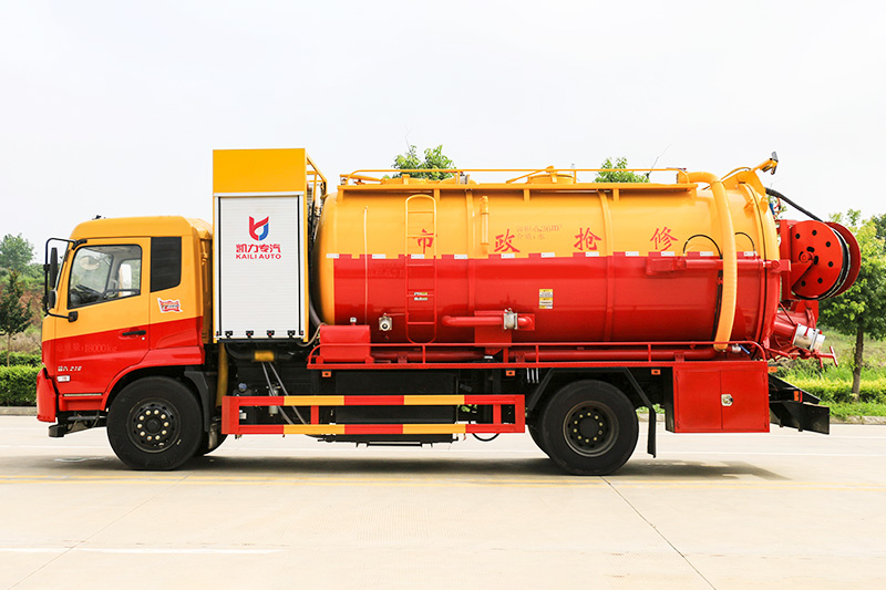 Dongfeng Tianjin Cleaning and Sewage Suction Truck (with auxiliary engine) (integrated tank) 15 cubic meters